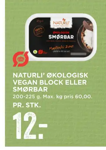 MENY Naturli' økologisk vegan block eller smørbar tilbud