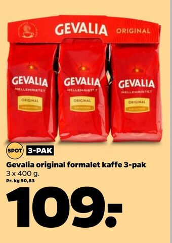 Netto Gevalia original formalet kaffe 3-pak tilbud