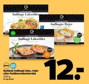 Netto Rahbek indbagt laks, rejer eller fuldkornsbutterdej tilbud