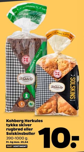 Netto Kohberg Herkules tykke skiver rugbrød eller Solskinsboller tilbud