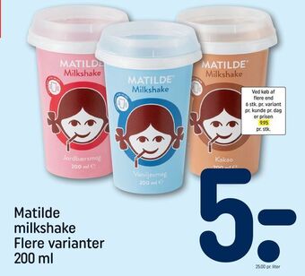 REMA 1000 Matilde milkshake 200 ml tilbud
