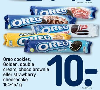 REMA 1000 Oreo cookies, Golden, double cream, choco brownie eller strawberry cheesecake tilbud