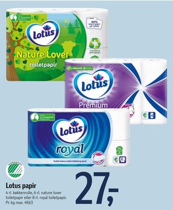 Føtex Lotus papir tilbud