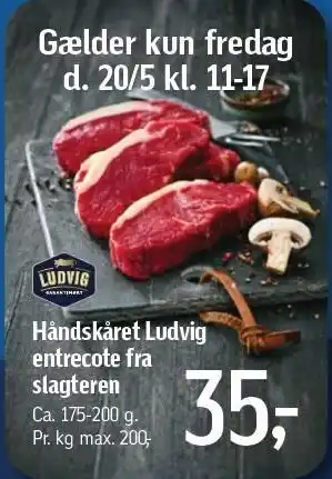 Føtex Håndskåret Ludvig entrecote fra slagteren tilbud