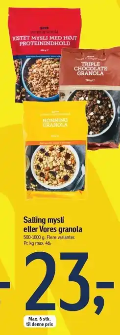 Føtex Salling mysli el. Vores granola tilbud