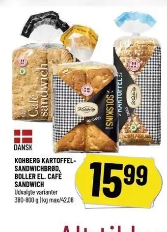 Løvbjerg Kohberg kartoffelsandwichbrød, bollerel. cafe sandwich tilbud