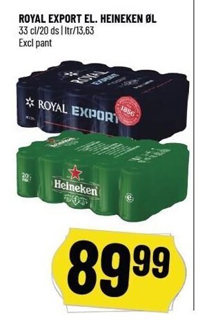 Løvbjerg Royal export el. Heineken øl tilbud