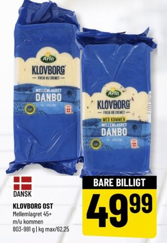 Løvbjerg Klovborg skæreost danbo mellemlagret 45+ tilbud