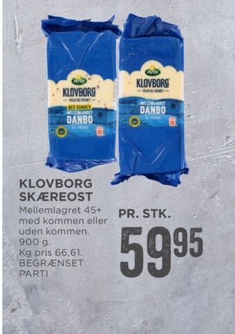 MENY Klovborg skæreost danbo mellemlagret 45+ tilbud