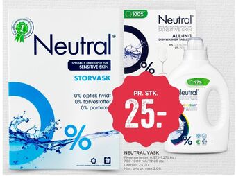 Neutral vaskepulver