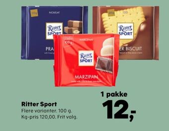 SuperBrugsen Ritter sport chokoladeplade marzipan tilbud