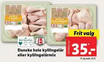 Lidl Danske hele kyllingelår eller kyllingelårmix tilbud