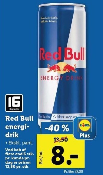 Lidl Red bull energidrik tilbud