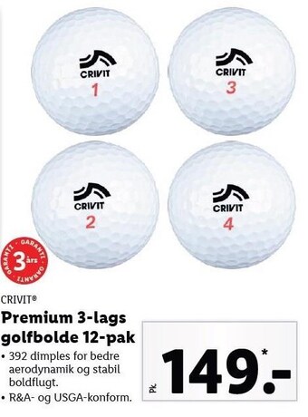 Lidl Premium 3-lags golfbolde tilbud