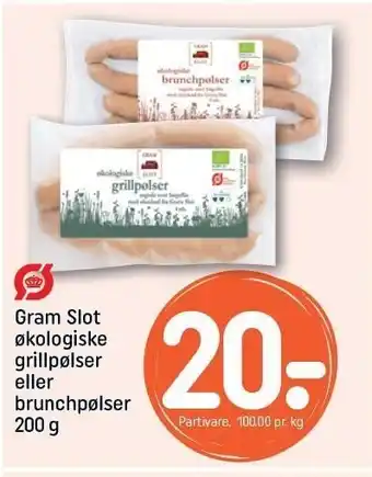 REMA 1000 Gram slot økologiske grillpølser eller brunch pølser tilbud