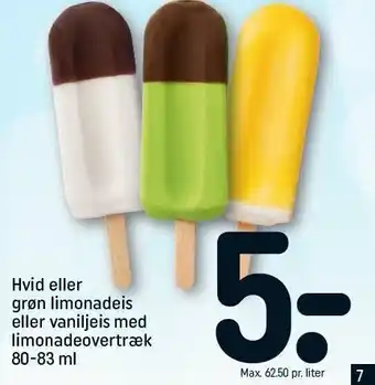 REMA 1000 Hvid eller grøn limondaeis eller vanillieis med limonadeovertræk tilbud