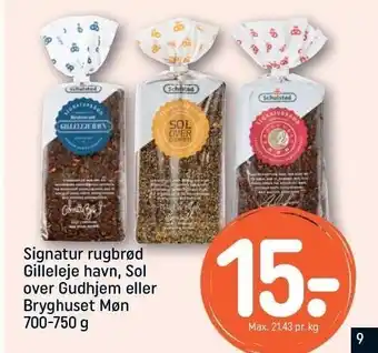REMA 1000 Signatur rugbrød Gilleleje Havn, Sol over Gudhjem el. Bryghuset Møn tilbud