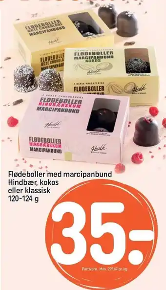 REMA 1000 Flødeboller med marcipanbund - Hindbær, kokos el. klassisk tilbud