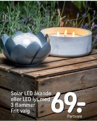 Solar LED åkande el. LED lys m. 3 flammer