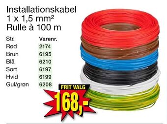 Harald Nyborg Installationskabel 1 x 1,5 mm2 Rulle à 100 m tilbud
