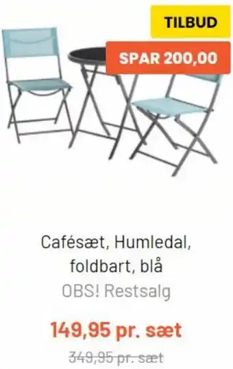 Cafésæt, Humledal, Foldbart, Blå