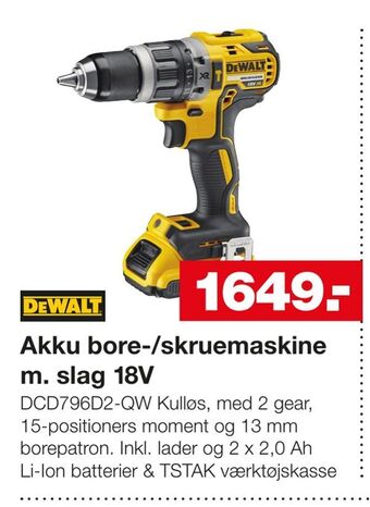 Bauhaus Akku bore-/skruemaskine m. slag 18V tilbud