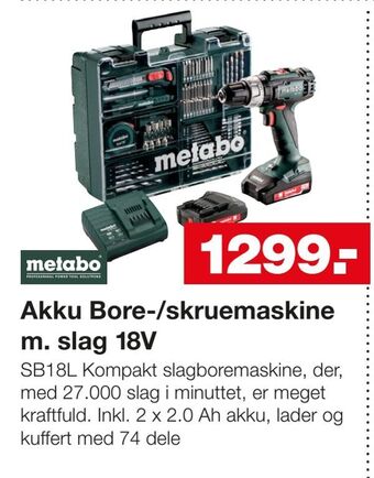 Bauhaus Akku Bore-/skruemaskine m. slag 18V tilbud
