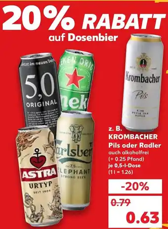 Kaufland Krombacher Pils oder Radler 0,5 L tilbud