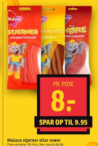 SPAR Malaco slikstjerner jordbær tilbud