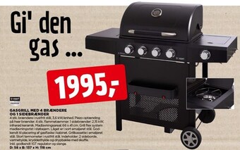 jem & fix Gasgrill m. 4 brændere og 1 sidebrænder tilbud
