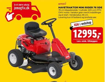 jem & fix Havetraktor mini rider 76 sde tilbud