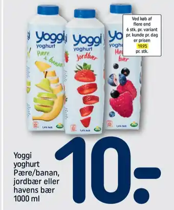REMA 1000 Yoggi yoghurt pære & banan tilbud