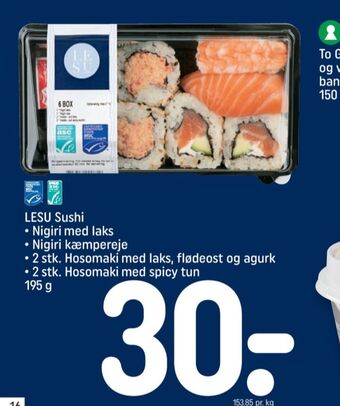 REMA 1000 Lesu sushi tilbud