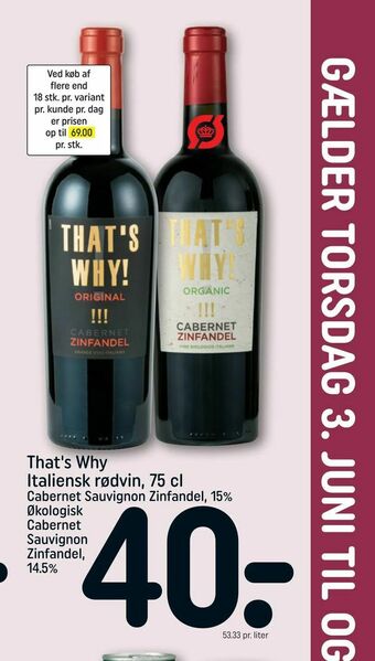 REMA 1000 That's Why Italiensk rødvin, 75 cl tilbud
