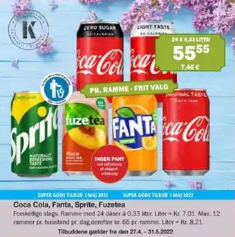 Købmandsgården Coca-Cola, Fanta, Sprite, Fuzetea 24 x 0,33 Liter tilbud