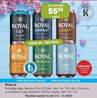 Købmandsgården Royal Ol 24 x 0,33 Liter tilbud