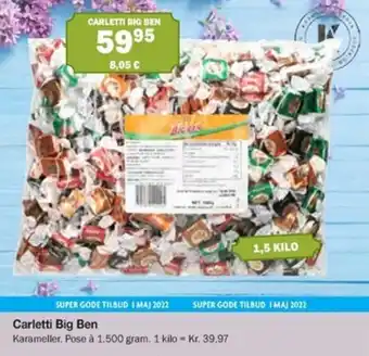 Købmandsgården Carletti Big Ben 1,5 kg tilbud