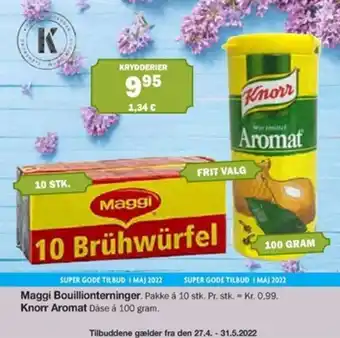 Købmandsgården Maggi Bouillionterninger, Knorr Aromat 100 g tilbud