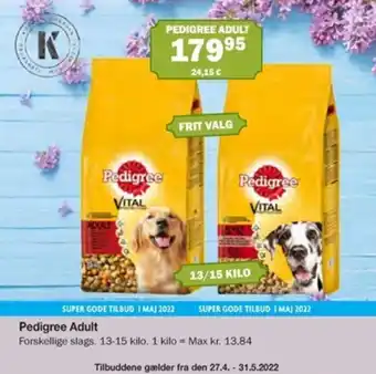 Købmandsgården Pedigree Adult 13/15 kilo tilbud