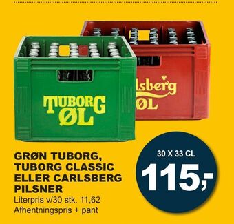 Let-Køb Grøn tuborg, tuborg classic eller carlsberg pilsner tilbud