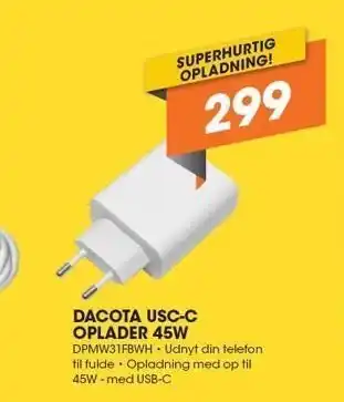 Expert Dacota USC-C Oplader 45W tilbud