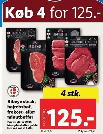 Lidl Ribeye steak, højrebsbøf tilbud