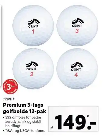Lidl Premium 3-lags golfbolde tilbud