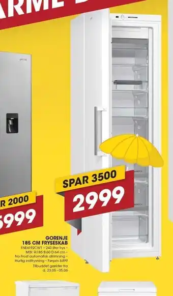 Punkt1 Gorenje 185cm fryseskab tilbud