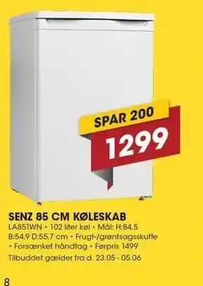 Punkt1 Senz 85 cm køleskab tilbud
