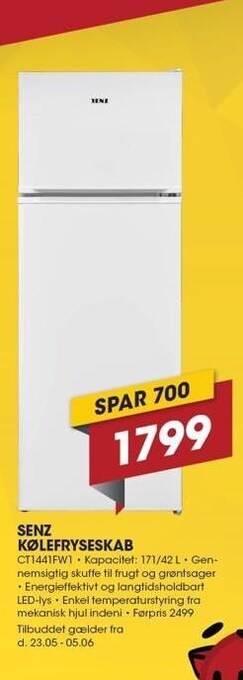 Punkt1 Senz kølefryseskab tilbud