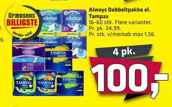Fleggaard Always Dobbeltpakke el. Tampax tilbud