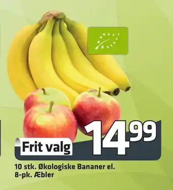 10 stk. Økologiske Bananer el. 8-pk. Æbler