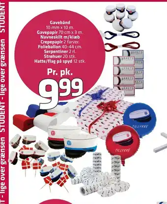 Fleggaard Gavebånd, Gavepapir, Navneskilt m/klæb Crepepapir, Folieballon, Serpentiner, Strøhuer, Hatte/flag på spyd tilbud