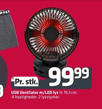 USB Ventilator m/LED lys